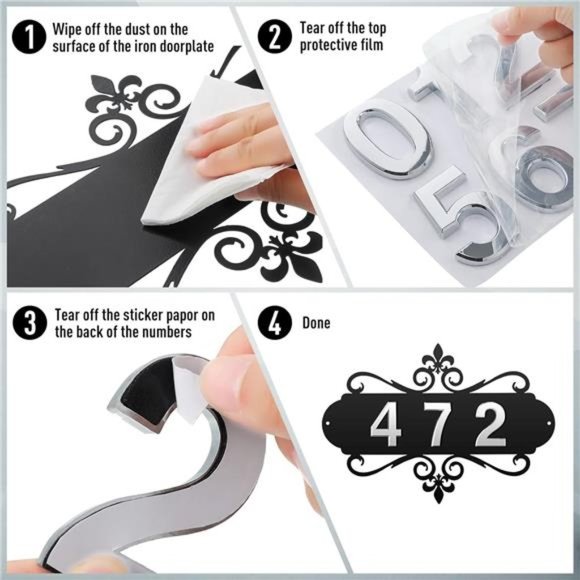 House Address Plaques Metal AddressSign Mailbox Number Personalized Address Sign - Picture 4 of 7